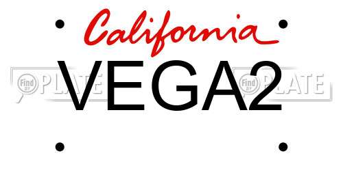 VEGA2 California License Plate