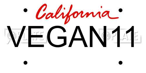 VEGAN11 California License Plate