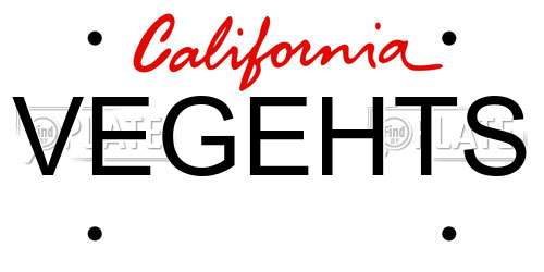 VEGEHTS California License Plate