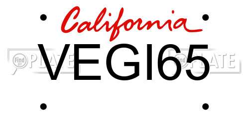 VEGI65 California License Plate