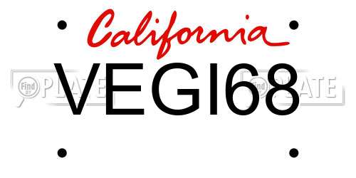 VEGI68 California License Plate