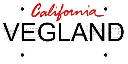 VEGLAND California License Plate