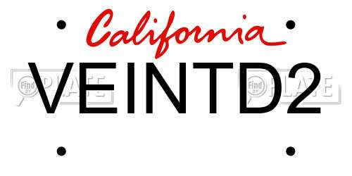 VEINTD2 California License Plate