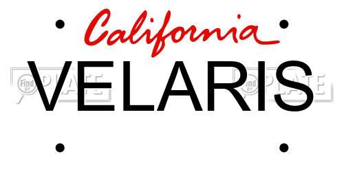 VELARIS California License Plate