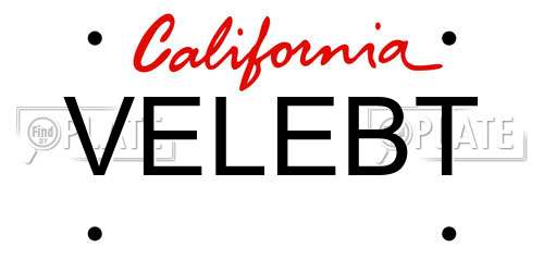 VELEBT California License Plate