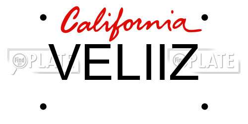 VELIIZ California License Plate