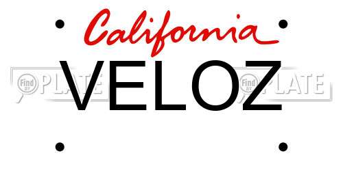 VELOZ California License Plate