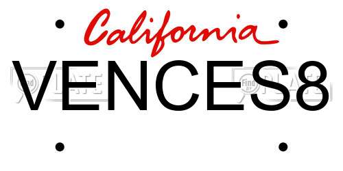 VENCES8 California License Plate