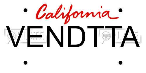 VENDTTA California License Plate