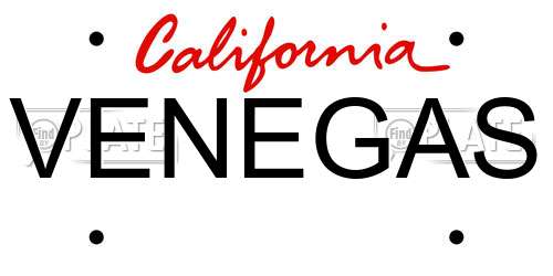 VENEGAS California License Plate