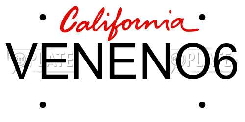 VENENO6 California License Plate