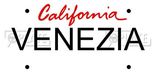 VENEZIA California License Plate