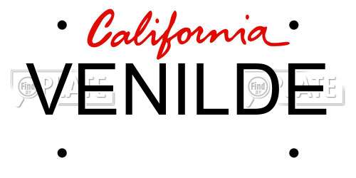 VENILDE California License Plate