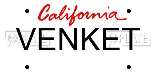 VENKET California License Plate