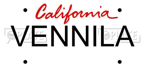 VENNILA California License Plate