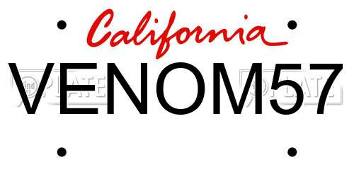 VENOM57 California License Plate