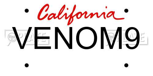 VENOM9 California License Plate