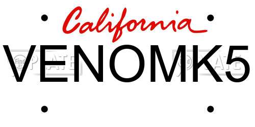 VENOMK5 California License Plate