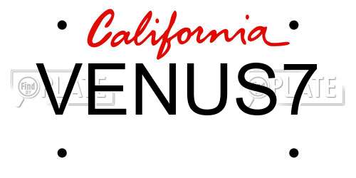 VENUS7 California License Plate