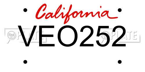 VEO252 California License Plate