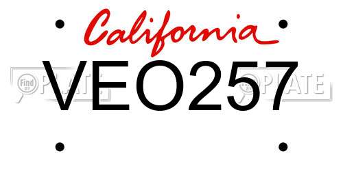 VEO257 California License Plate