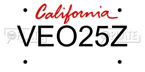 VEO25Z California License Plate