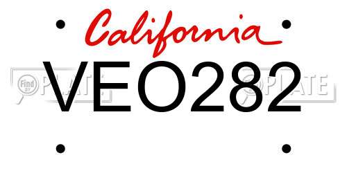 VEO282 California License Plate