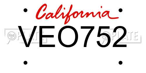 VEO752 California License Plate