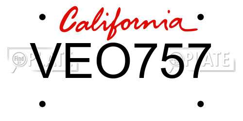 VEO757 California License Plate
