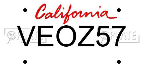 VEOZ57 California License Plate