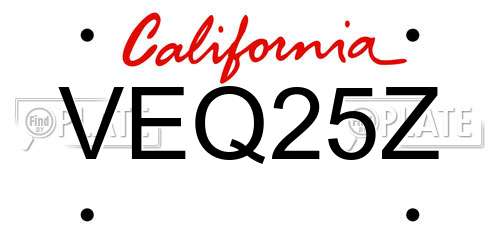 VEQ25Z California License Plate
