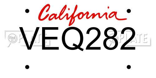 VEQ282 California License Plate