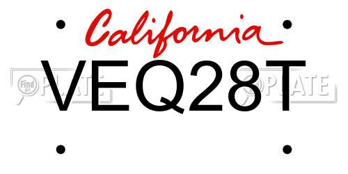 VEQ28T California License Plate