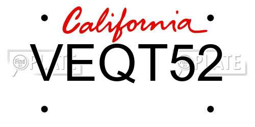 VEQT52 California License Plate