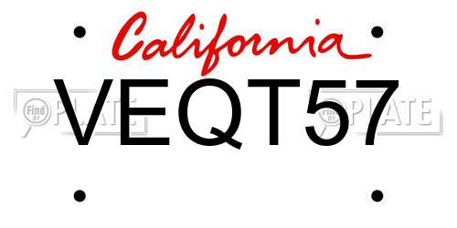 VEQT57 California License Plate