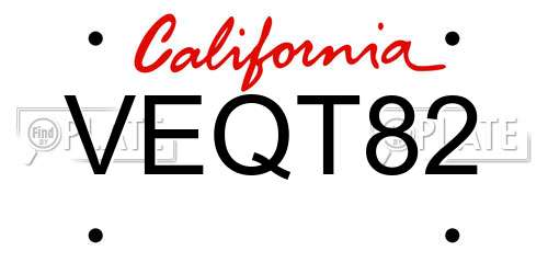 VEQT82 California License Plate