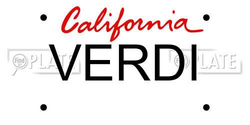VERDI California License Plate