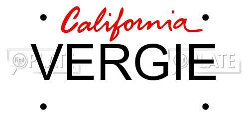 VERGIE California License Plate