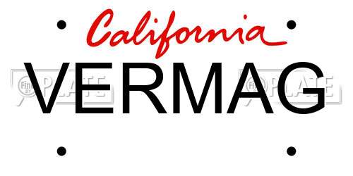 VERMAG California License Plate