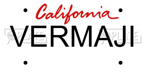 VERMAJI California License Plate