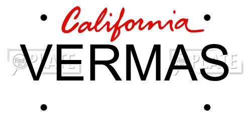 VERMAS California License Plate
