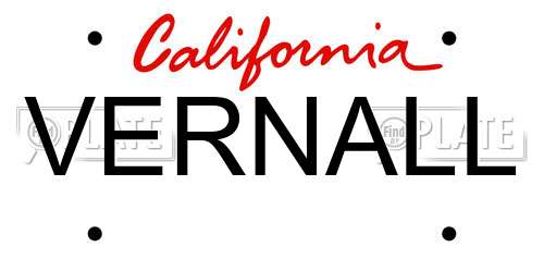 VERNALL California License Plate