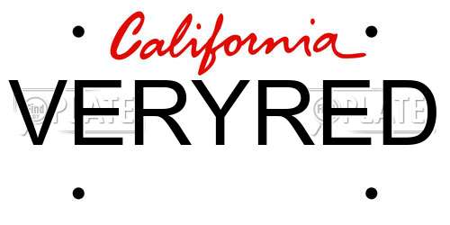 VERYRED California License Plate