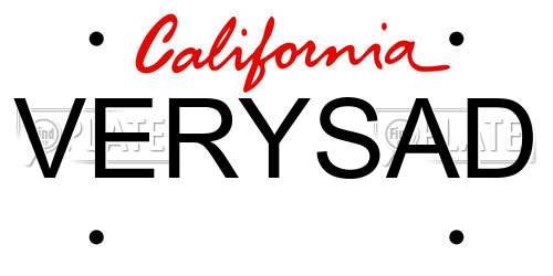 VERYSAD California License Plate