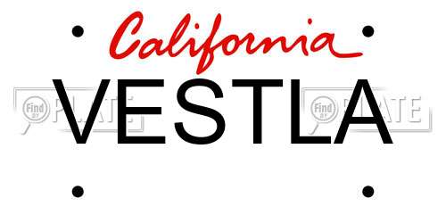VESTLA California License Plate
