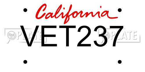VET237 California License Plate
