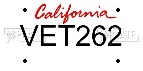 VET262 California License Plate