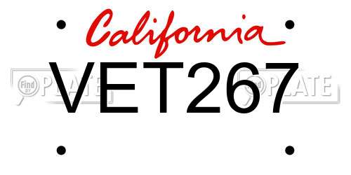 VET267 California License Plate