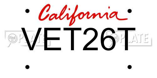 VET26T California License Plate