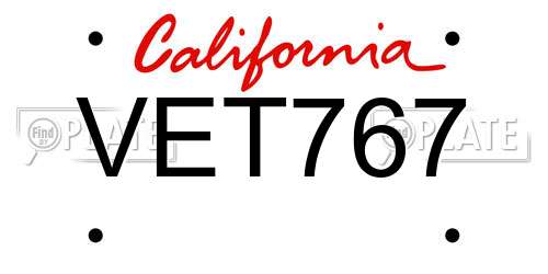 VET767 California License Plate